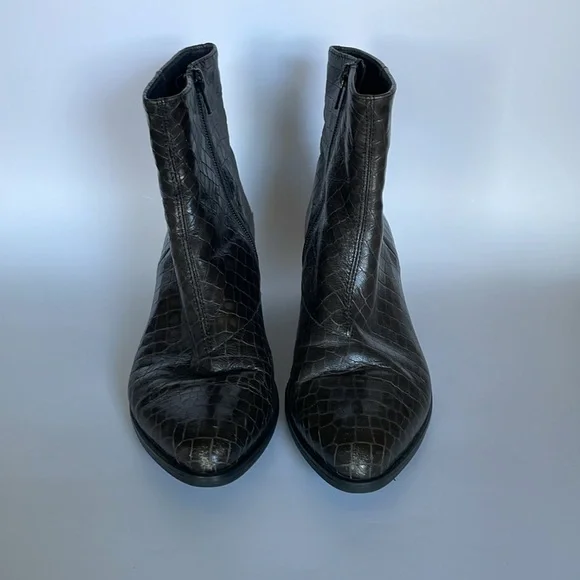 Vagabond Stina dark green crocodile embossed boots size 38 - Picture 2 of 8